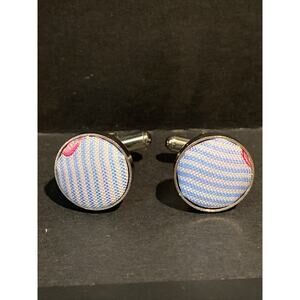 Highcotton Light Blue Seersucker Stripe Cufflinks Mens Cufflinks
